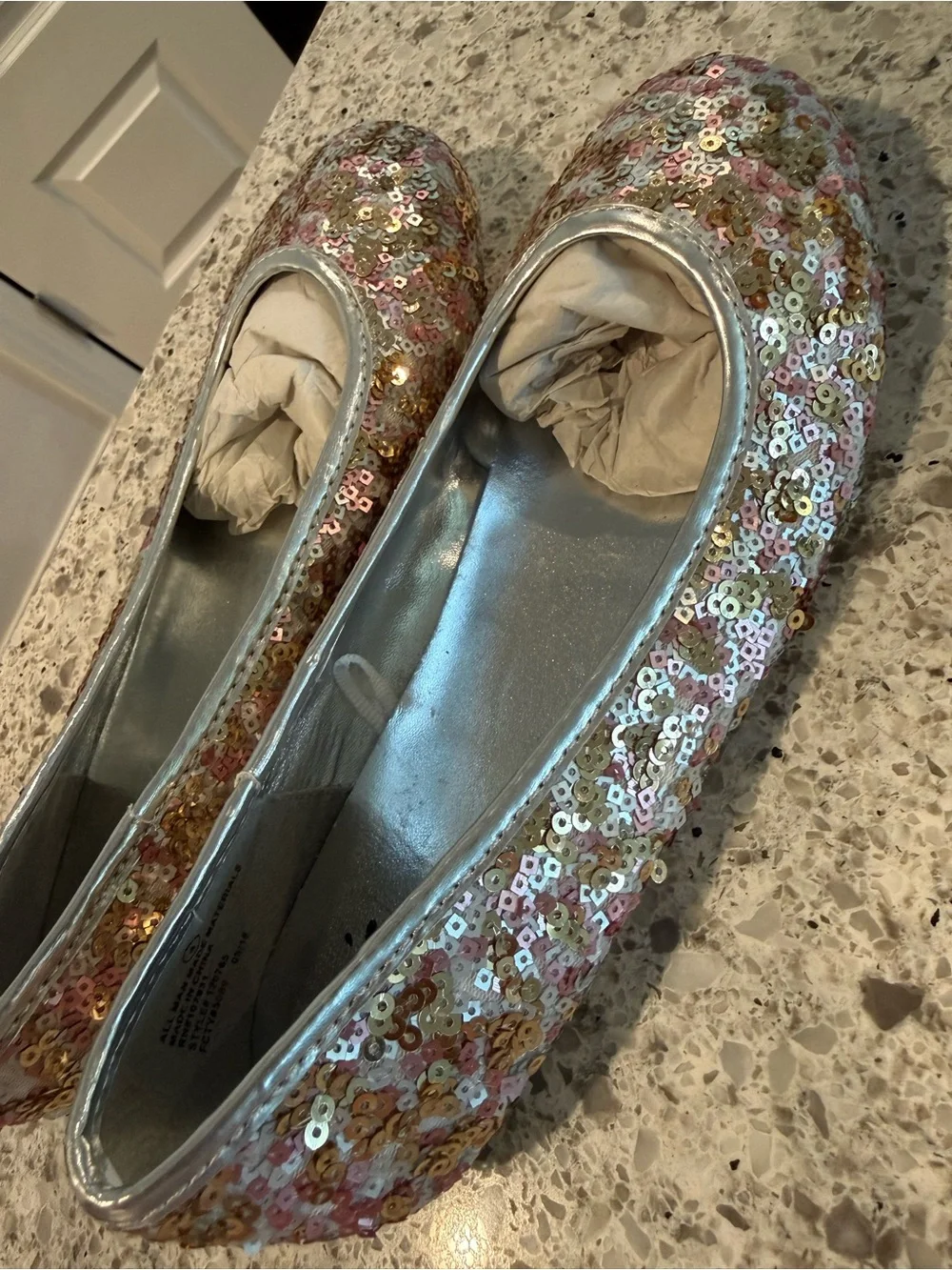 Justice Pink Multi Sequin Ballet Flats